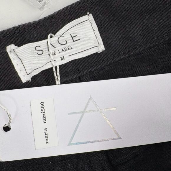 Anthropologie Sage the Label Distressed Denim Mini Skirt in Black Size M NWT - Picture 4 of 4